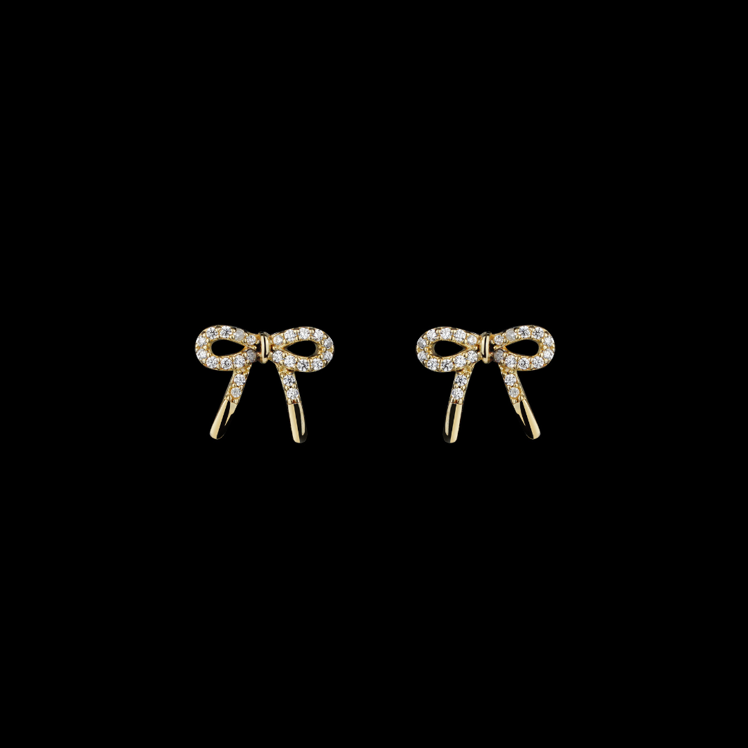 Gold Bow Charm Earrings