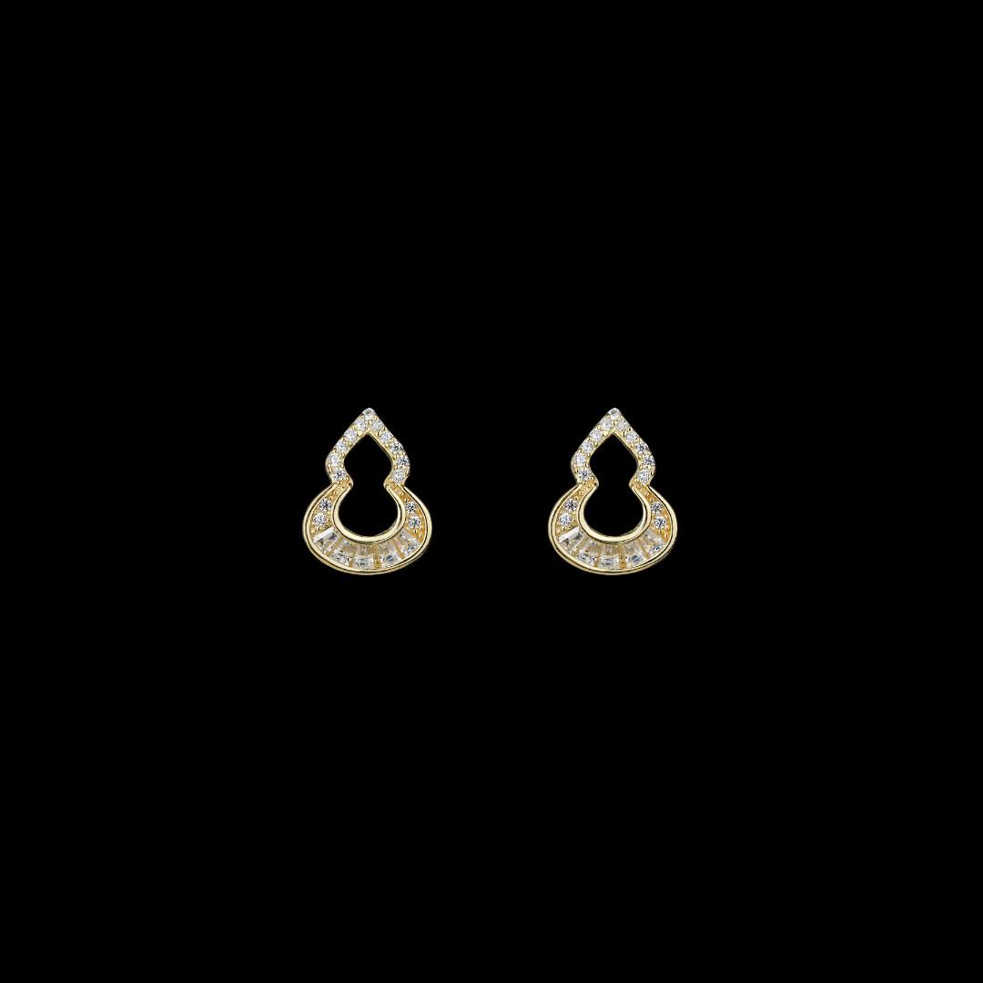 Gold Oval Drop Earrings