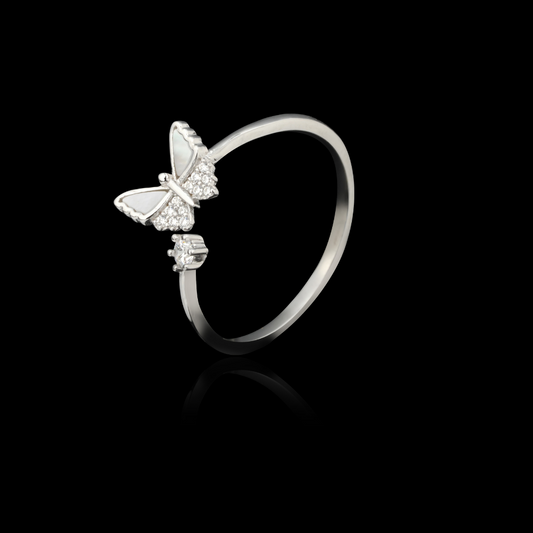 White Butterfly Ring